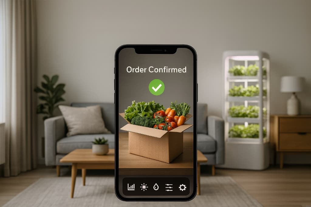 Local fresh produce delivered and urban home grow system