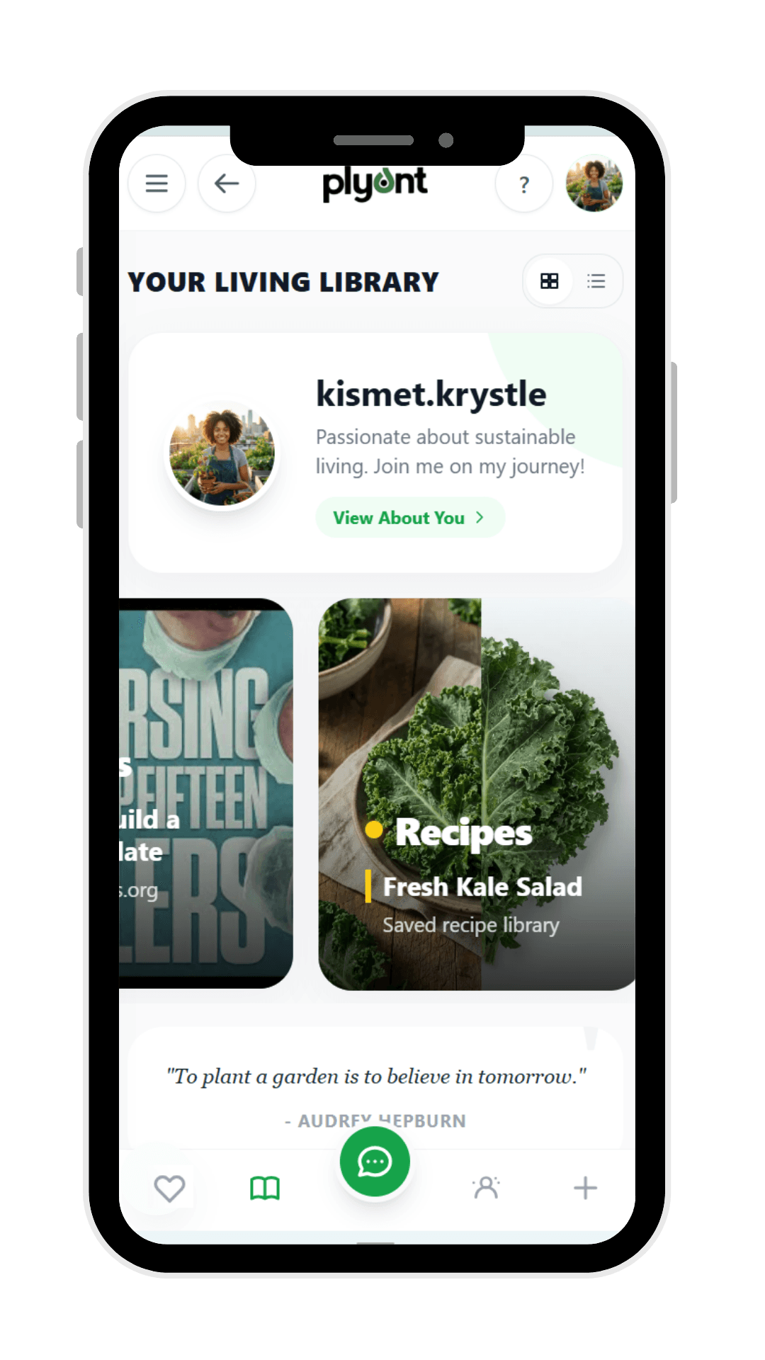 Plyant screen showing personalized nearby food suggestions